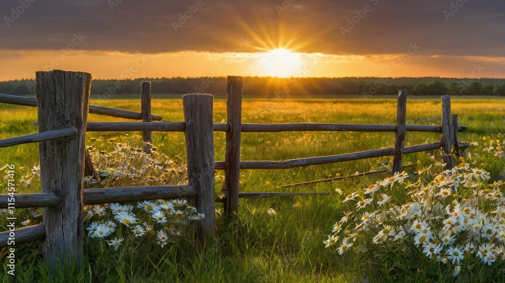 Fototapeta premium fence in the field generative ai