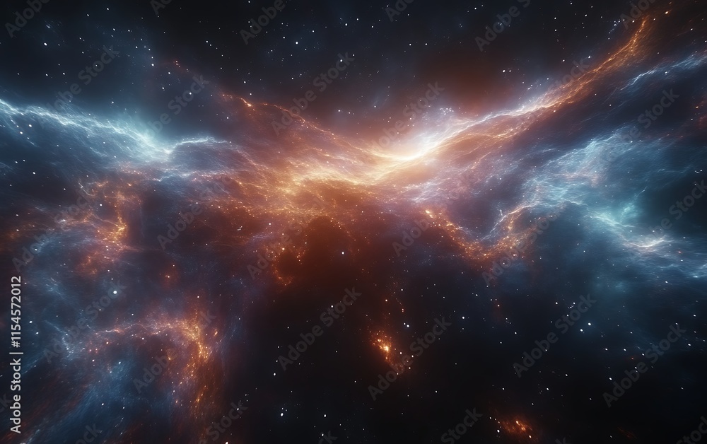 Fototapeta premium Fiery nebula cosmic cloudscape. (1)
