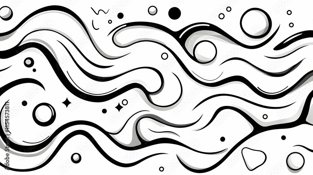 Fototapeta premium Abstract Black White Wave Pattern Design Background for Website or Print.