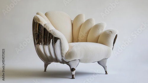 Elegant Velvet Wingback Chair with Metallic Accents