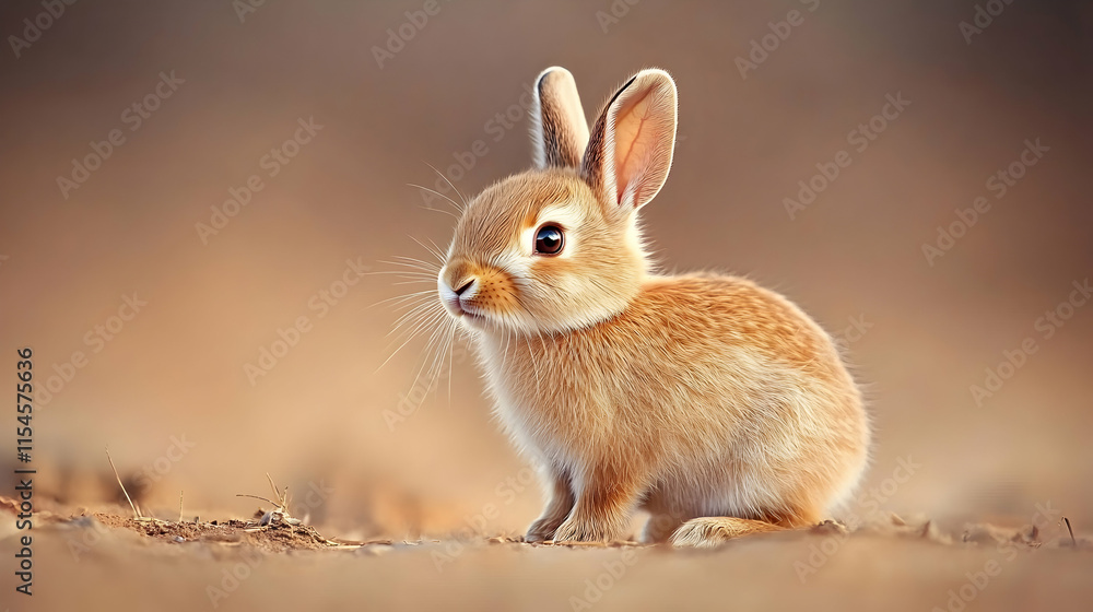 Adorable baby bunny sitting outdoors, blurred earthy background, Easter, pet, nature. Adorable baby bunny sitting outdoors, blurred earthy background, Easter, pet, nature.