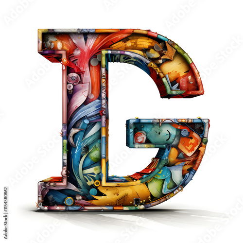 Artful and Dynamic Representation of DG Alphabet in Vibrant Colors and Textures photo