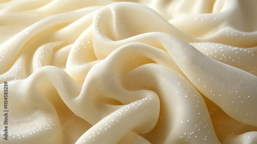 Elegant Cream Fabric Draped Softly Showing Texture Elegant Cream Fabric Draped Softly Showing Texture