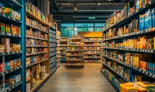 Wallpaper Mural A vibrant grocery store aisle filled with various food products and snacks. Torontodigital.ca