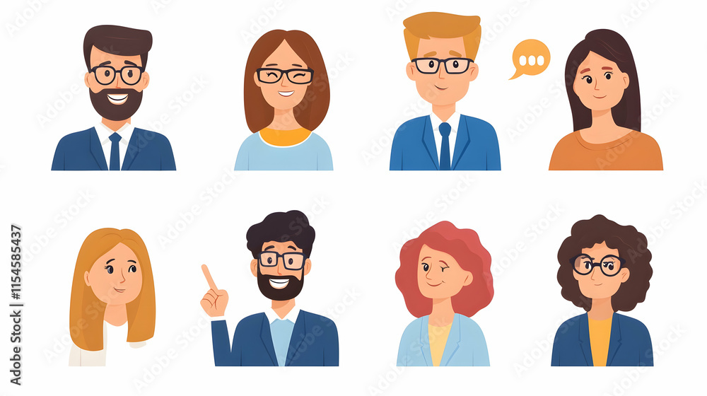 Diverse team avatars, communication, white background, website, profile pictures. Diverse team avatars, communication, white background, website, profile pictures.