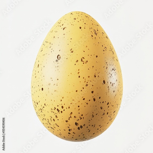 A yellow egg with brown spots on it