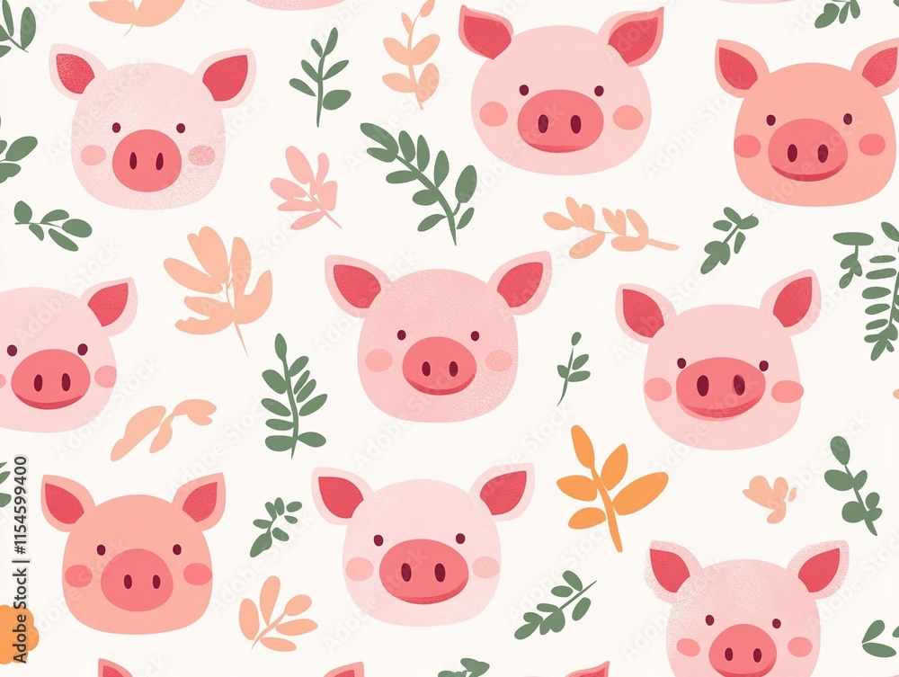 Pig faces pattern background. Pig faces pattern background.
