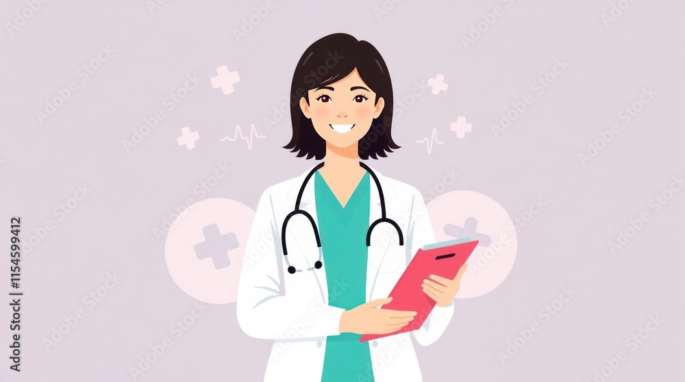 A cheerful doctor holding a tablet, symbolizing healthcare and medical professionalism. A cheerful doctor holding a tablet, symbolizing healthcare and medical professionalism.