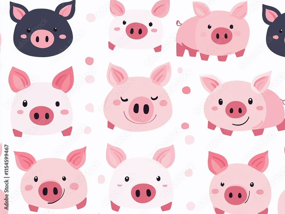 Pig faces pattern background. Pig faces pattern background.