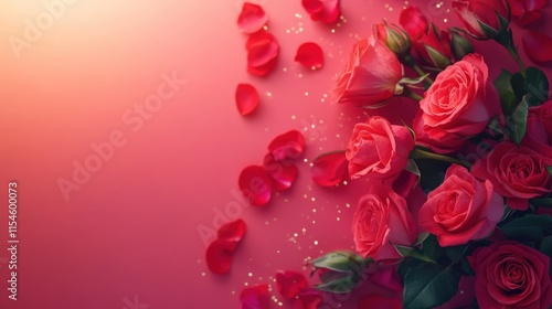 Wallpaper Mural Valentine's Day or Wedding Background with Beautiful Roses. Concept for a romantic party invitation or love message. Premium and luxurious Ai-Generative. Torontodigital.ca