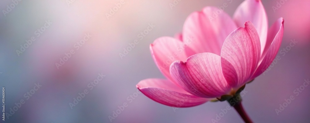 Fototapeta premium Soft petals unfolding on a subtle gradient background, blossom, nature