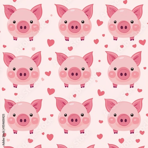 Pig faces pattern background.