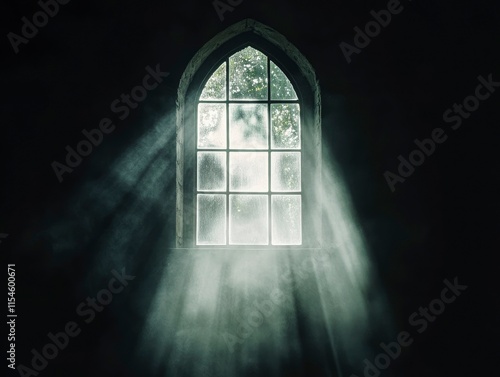 Gothic Window with Sunlight photo