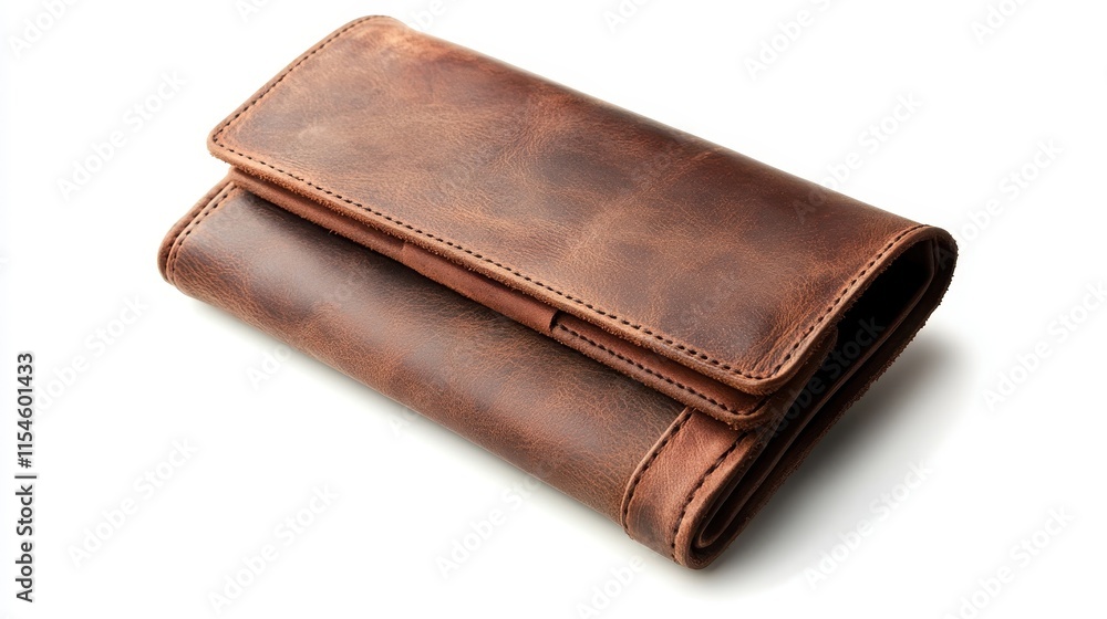 Oversized Leather Clutch Wallet on White Background Oversized Leather Clutch Wallet on White Background