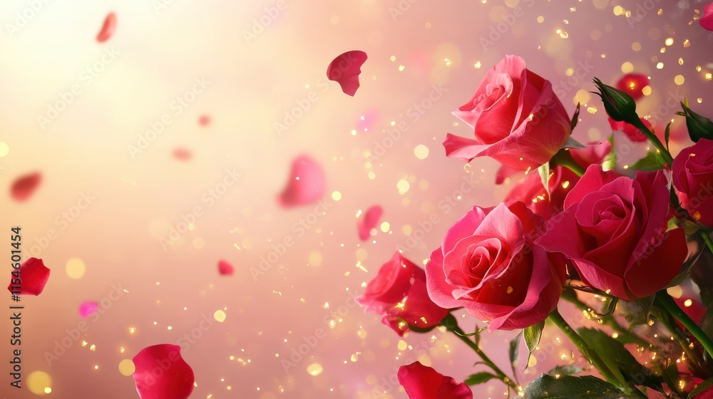 Valentine's Day or Wedding Background with Beautiful Roses. Concept for a romantic party invitation or love message. Premium and luxurious Ai-Generative. Valentine's Day or Wedding Background with Beautiful Roses. Concept for a romantic party invitation or love message. Premium and luxurious Ai-Generative.
