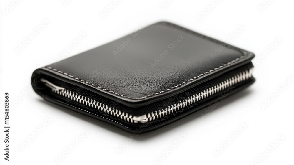 Sleek Leather Compact Wallet with Zipper Closure Sleek Leather Compact Wallet with Zipper Closure