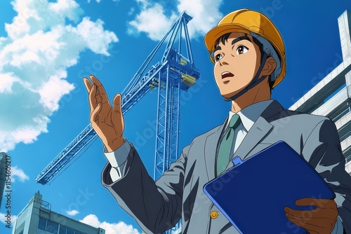 Construction Site Anime: Young Engineer's Vision
