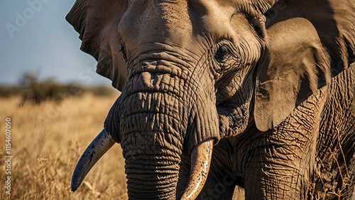 Wild african elephant with generative ai photo