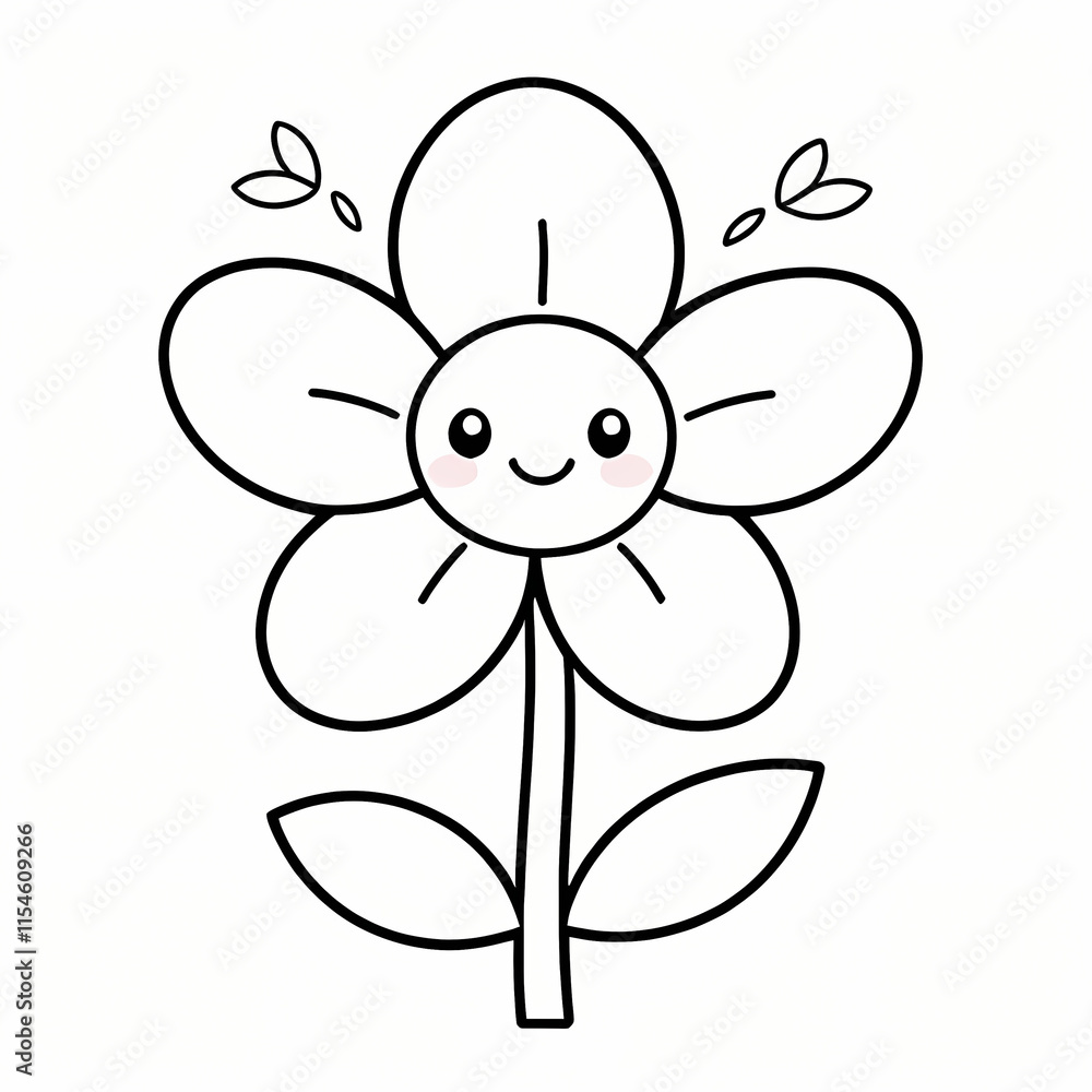 Cute sunflower with happy face cartoon character coloring page vector illustration. Cute sunflower with happy face cartoon character coloring page vector illustration.