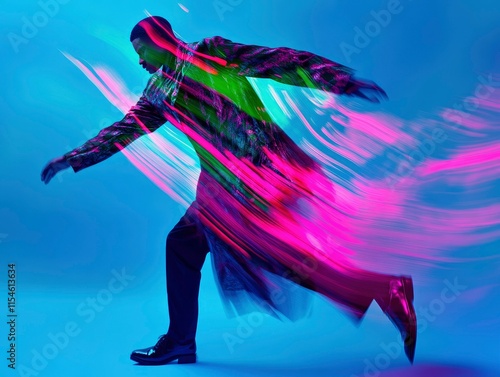 Dynamic Runner in Neon Motion photo