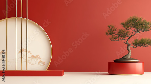 Chinese style architecture indoor festival themed e-commerce product display