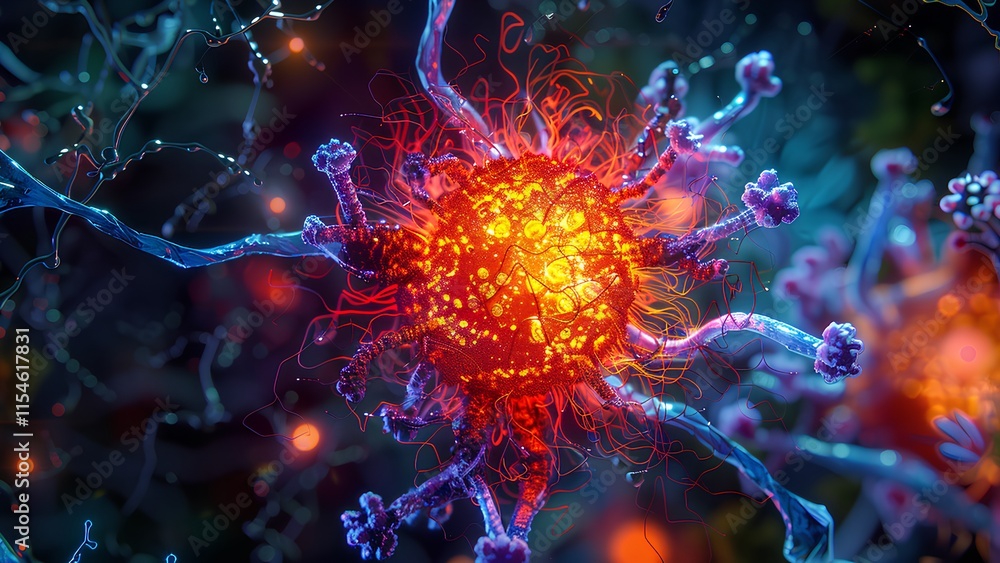 Obraz premium Microscopic View of a Virus - Advanced 3D Medical Illustration