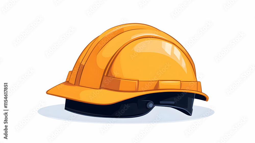 Yellow hard hat safety equipment, construction site illustration, white background, safety poster design. Yellow hard hat safety equipment, construction site illustration, white background, safety poster design.