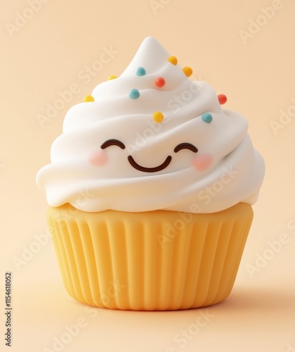 Delightful smiling cupcake bakery food photography light background close-up happiness