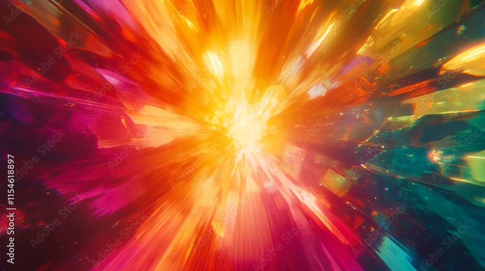 Obraz premium Colorful rays of light burst from a vibrant abstract background. 