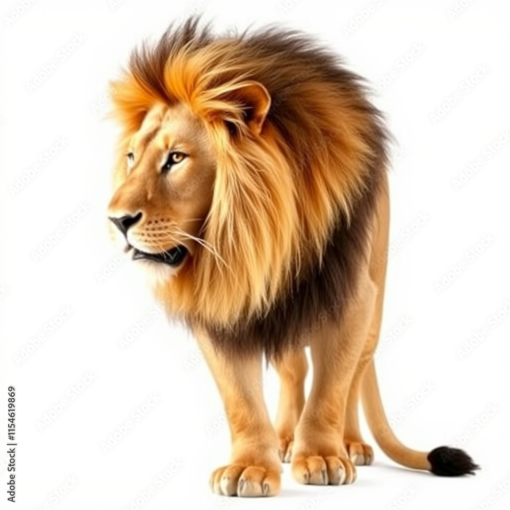 Fototapeta premium A lion on white background - animal generation -
