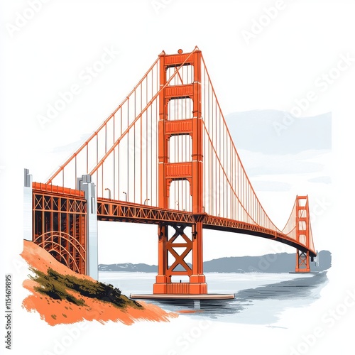 The Golden Gate Bridge is a large orange bridge that spans across the bay. Generative AI