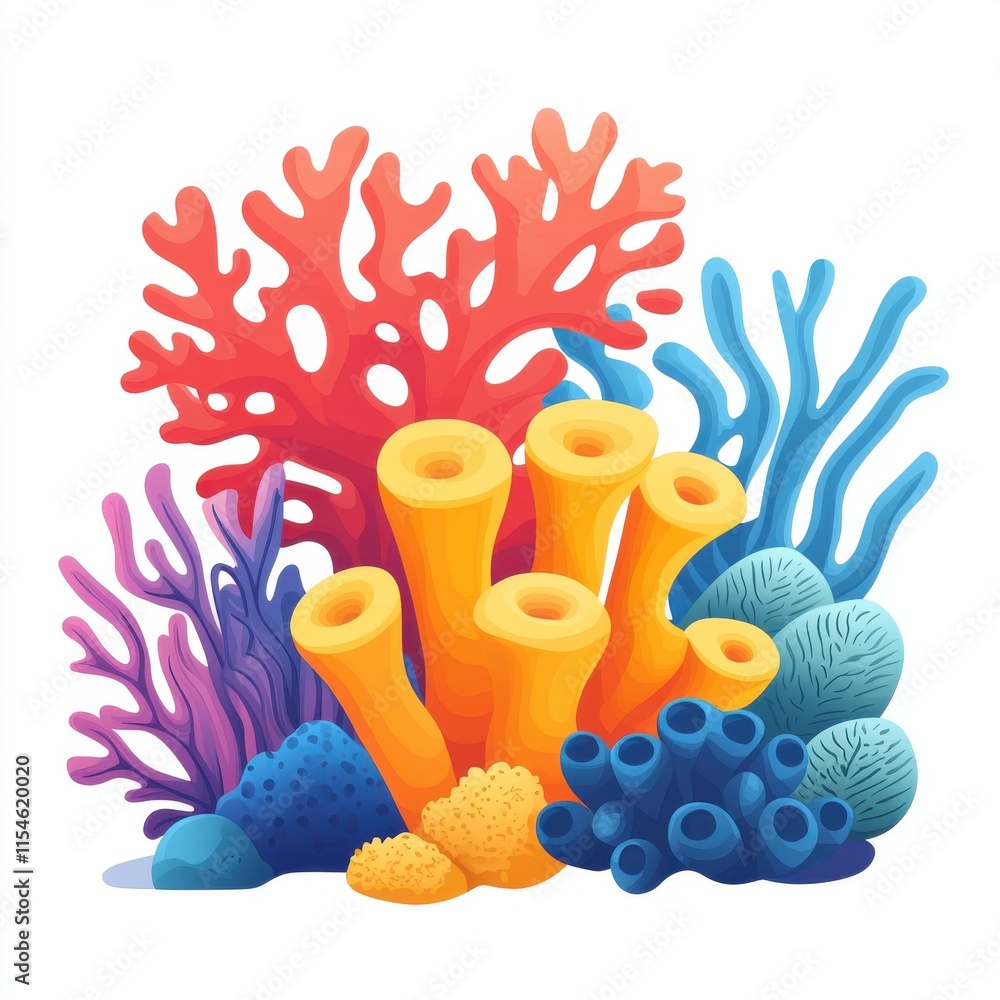 Obraz premium A colorful coral reef with a variety of sea creatures. Generative AI