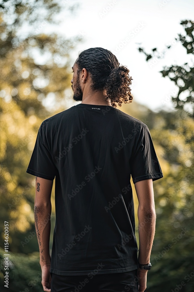 Young Man in Black T-shirt Surrounded by Nature during Golden Hour Young Man in Black T-shirt Surrounded by Nature during Golden Hour
