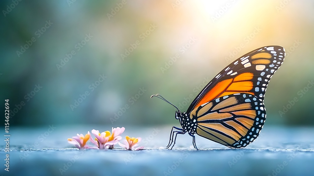 Fototapeta premium Monarch butterfly on a white background.