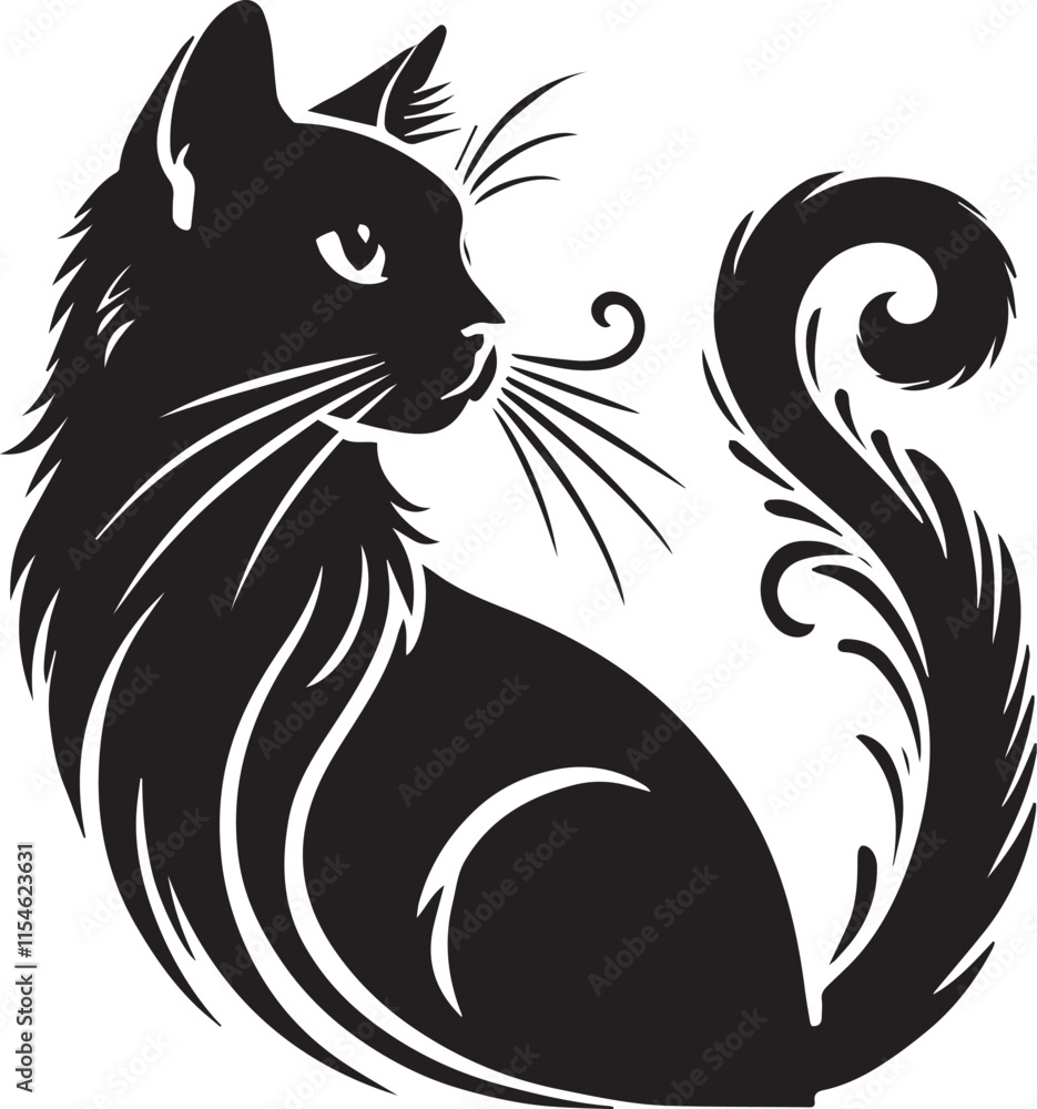 Obraz premium Black cat silhouette
