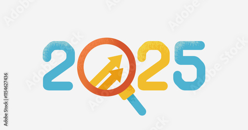 2025年のトレンドと目標｜ビジョンと成功を表現するイメージイラスト ( ベクター背景素材 アイキャッチ 1:1.191 )