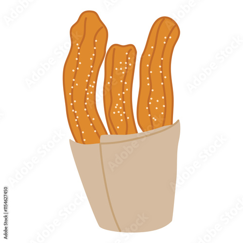 Mexican Churros Pastry and Sweet Chocolate Food