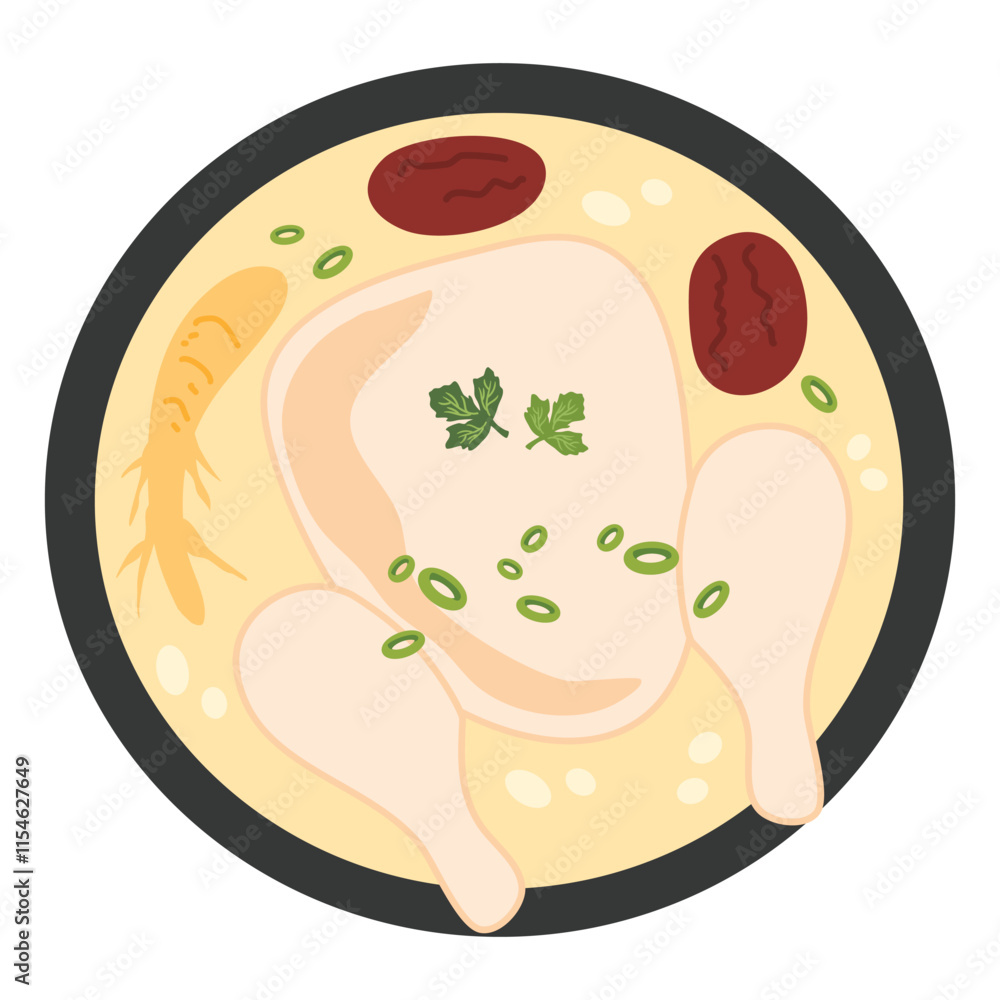 Samgyetang, Ginseng Chicken Soup illustration Samgyetang, Ginseng Chicken Soup illustration