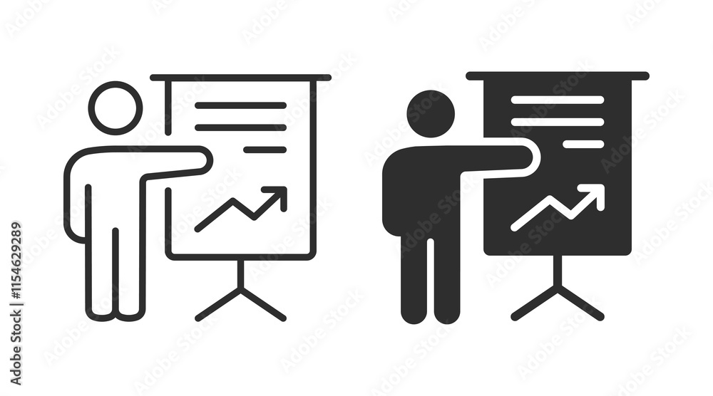 Business presentation icons on white background. Vector illustration. Business presentation icons on white background. Vector illustration.