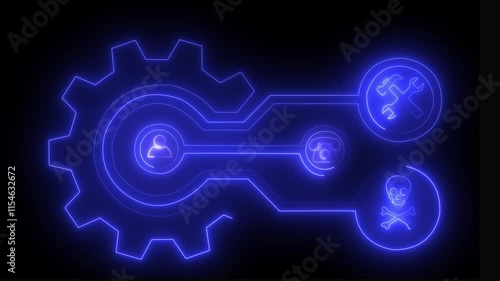  Business and industrial gear animation showing process and system mechanics on dark background