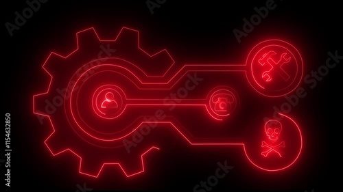 Abstract gear icon animation representing technical business solutions on dark backdrop
