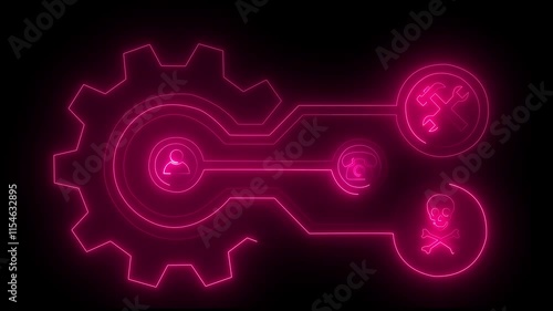  Rotating gear animation symbolizing business operations and technology on black background