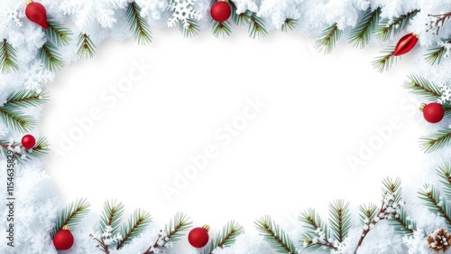 Snowy frame with a central cutout, perfect for winter themed designs, winter, border, frame photo