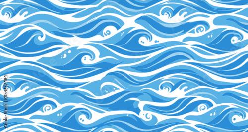 Seamless wave pattern with thin lines, Seamless pattern with blue waves. Abstract light blue background with seamless wave pattern. water