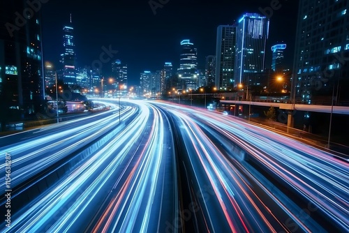 Wallpaper Mural Night City Highway, Fast paced urban transport concept. Torontodigital.ca