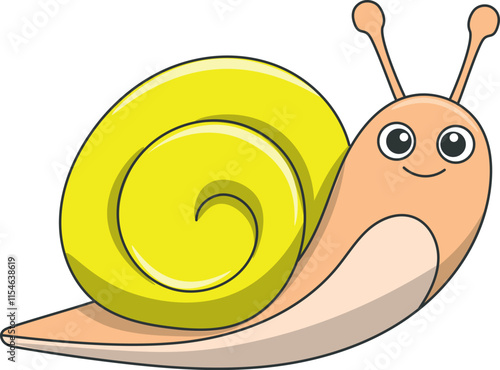 Cute snail cartoon. Flat vector illustration. Wild life animals. Cute animal on white background