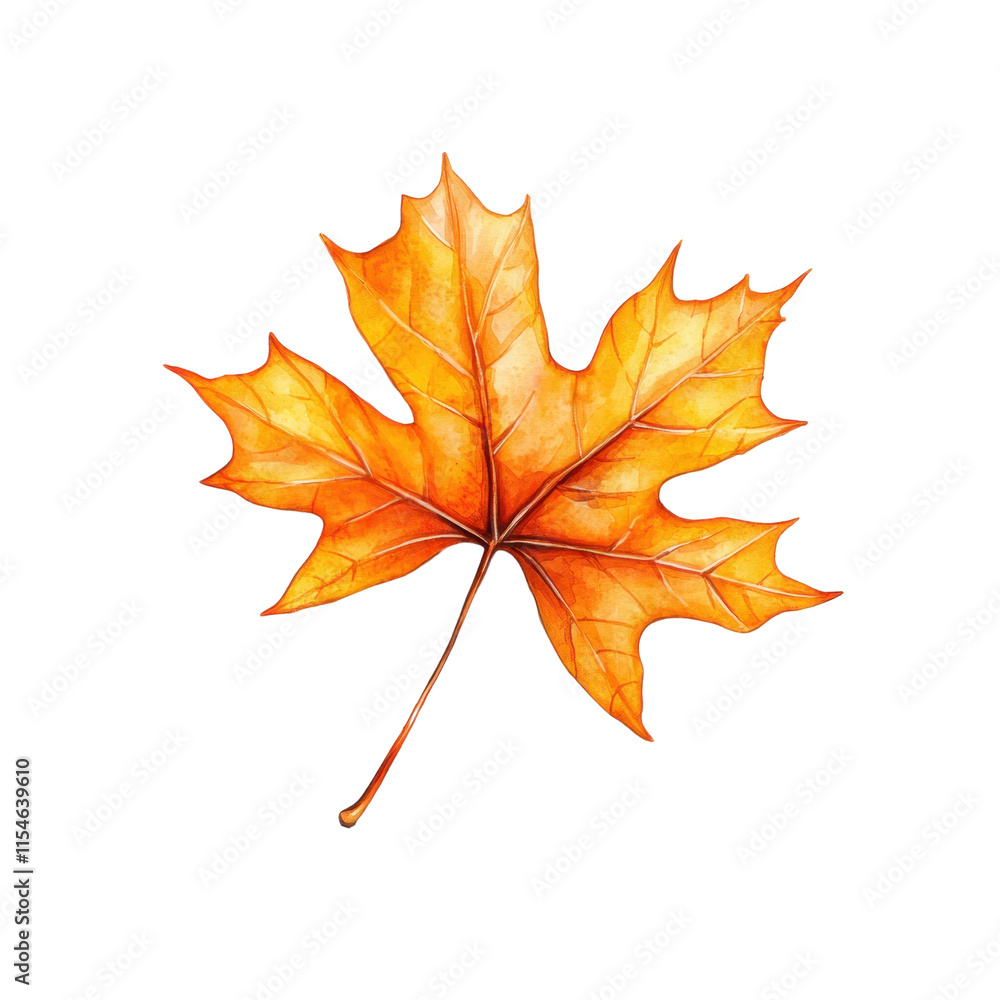 Fototapeta premium Elegant Maple Leaf Watercolor Painting in Radiant Hues