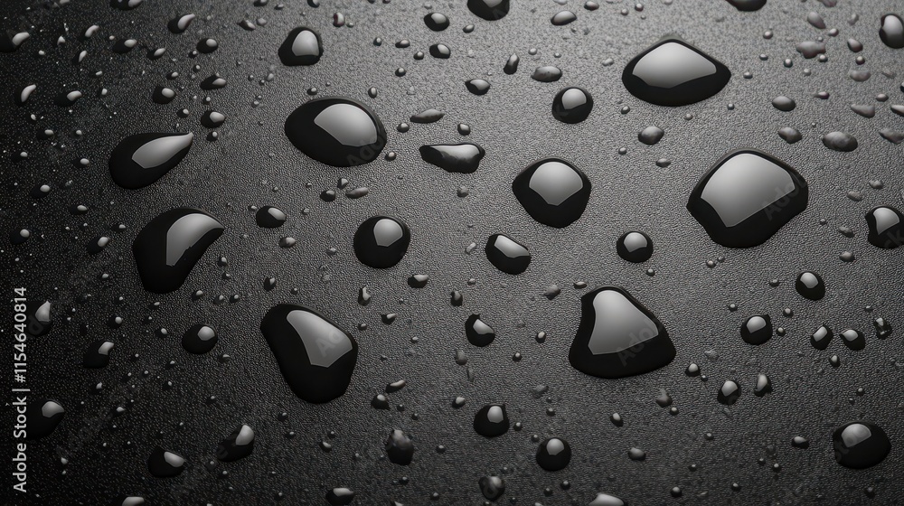 Mesmerizing macro, water droplets on a black surface reflecting light in abstract patterns Mesmerizing macro, water droplets on a black surface reflecting light in abstract patterns