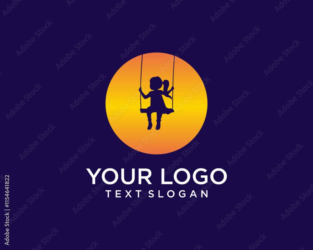 Moon and child silhouette logo Moon and child silhouette logo