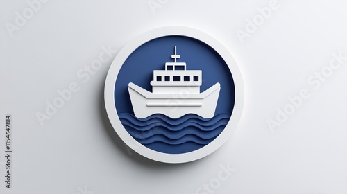 Paper boat navigating the ocean waves, serene scene of origami art on water